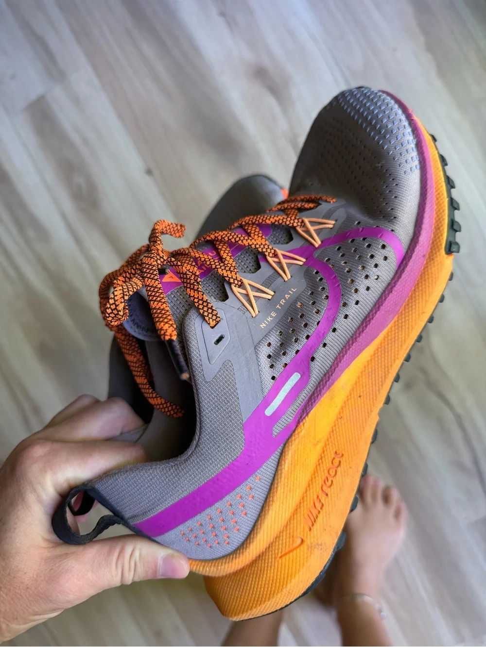 Nike Women's React Pegasus Trail 4 Running Shoe - Purple/Orange